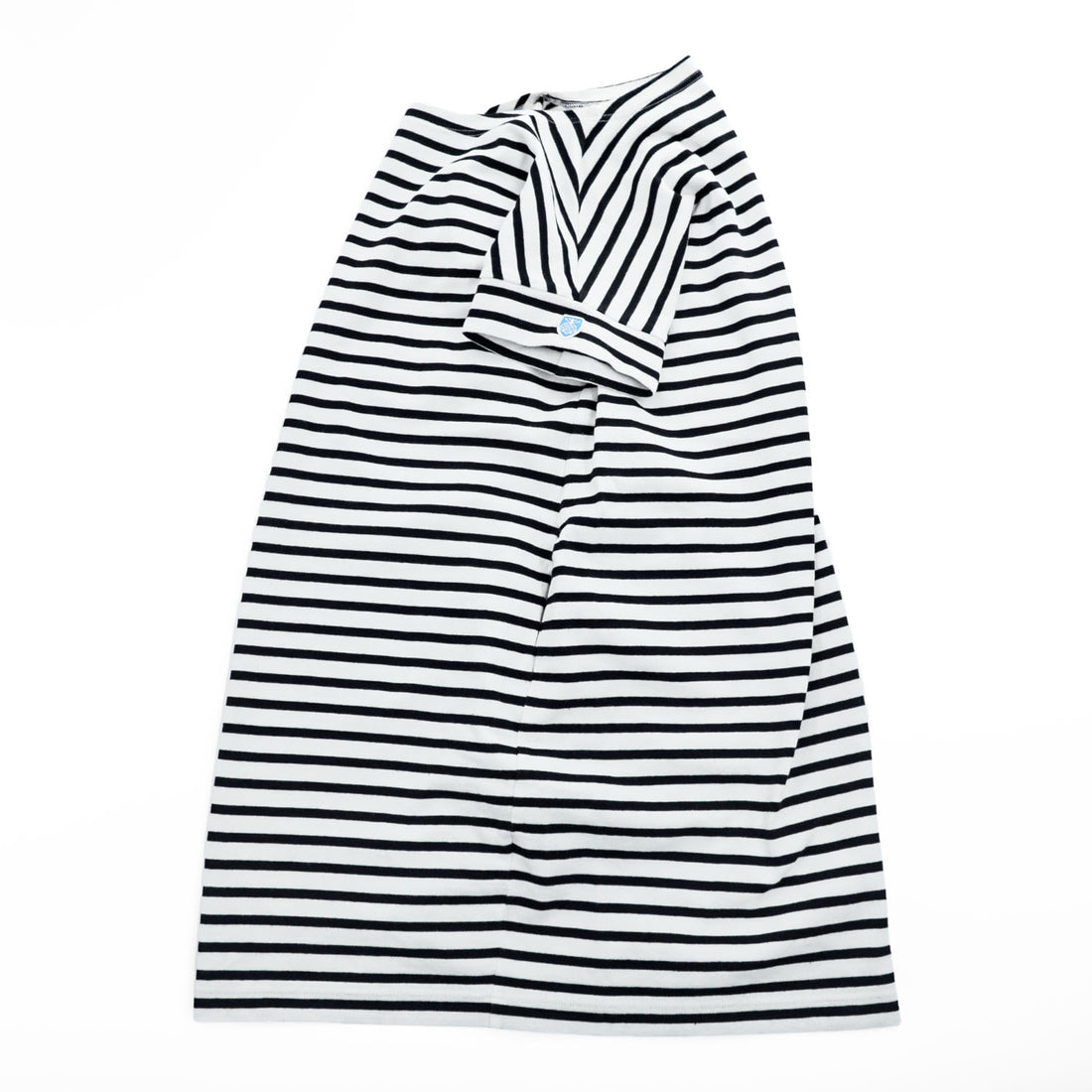 ORCIVAL Made in France 100% Cotton Striped Short Sleeve Dress White Black