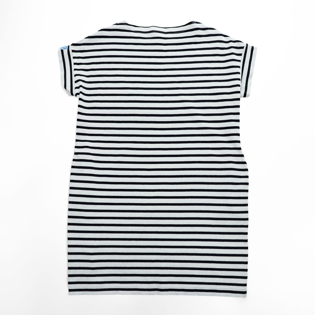 ORCIVAL Made in France 100% Cotton Striped Short Sleeve Dress White Black