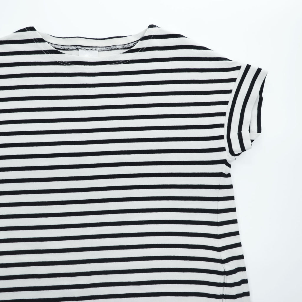 ORCIVAL Made in France 100% Cotton Striped Short Sleeve Dress White Black