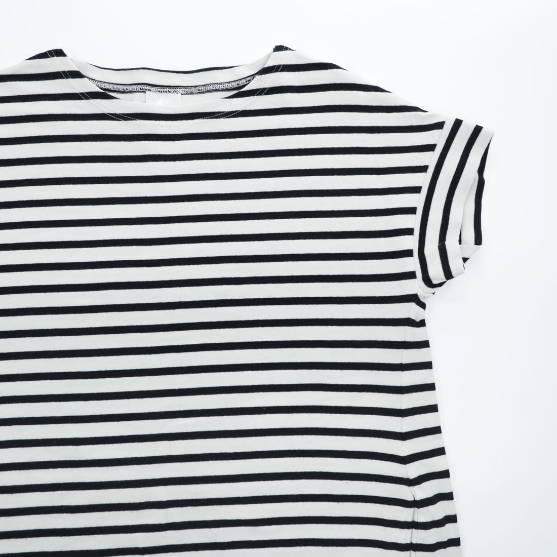 ORCIVAL Made in France 100% Cotton Striped Short Sleeve Dress White Black