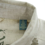 Tommy Bahama リネン100% 長袖シャツ XL ベージュ 麻 ボタニカル柄 RELAX