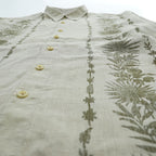 Tommy Bahama リネン100% 長袖シャツ XL ベージュ 麻 ボタニカル柄 RELAX