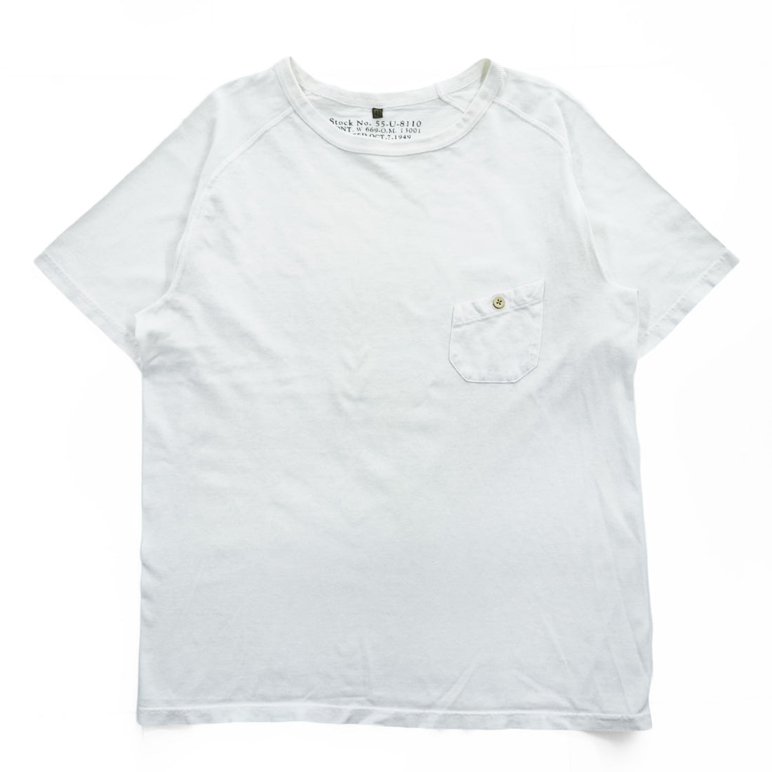 Nigel Cabourn 55-U-8110 White Raglan Sleeve Button Chest Pocket T-Shirt Size 48