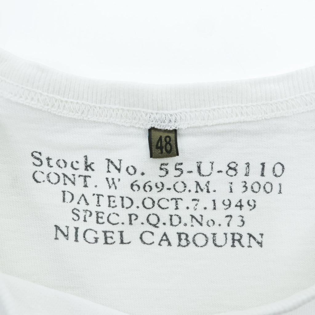 Nigel Cabourn 55-U-8110 White Raglan Sleeve Button Chest Pocket T-Shirt Size 48