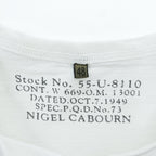 Nigel Cabourn 55-U-8110 White Raglan Sleeve Button Chest Pocket T-Shirt Size 48