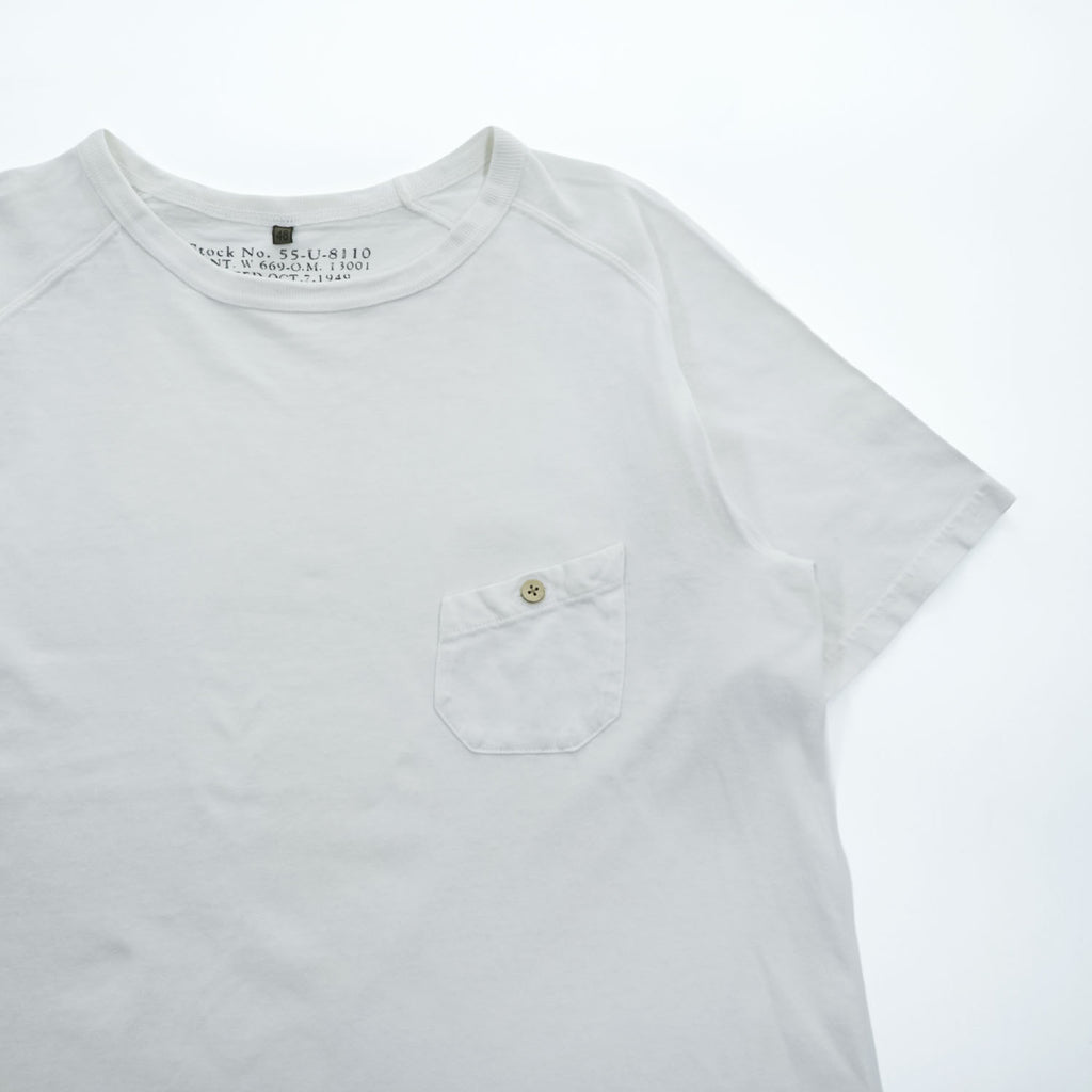 Nigel Cabourn 55-U-8110 White Raglan Sleeve Button Chest Pocket T-Shirt Size 48