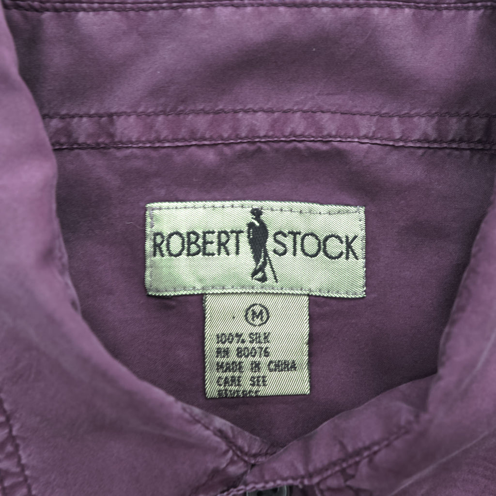 ROBERT STOCK 90年代 ヴィンテージ シルク100% 長袖シャツ M パープル ダブルポケット