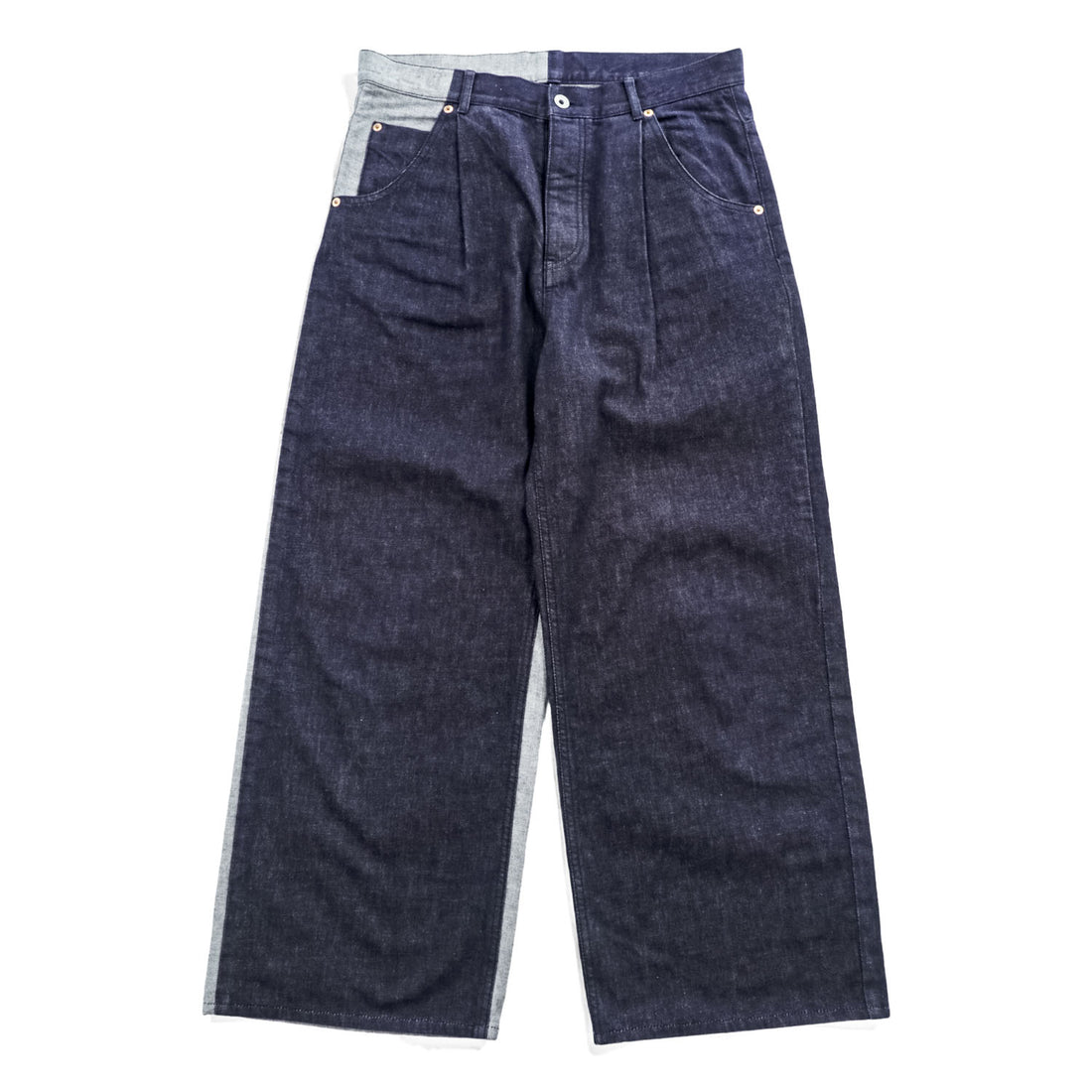 Dulcamara バイカラー デニムパンツ ジーンズ M インディゴ タックプリーツ ワイド