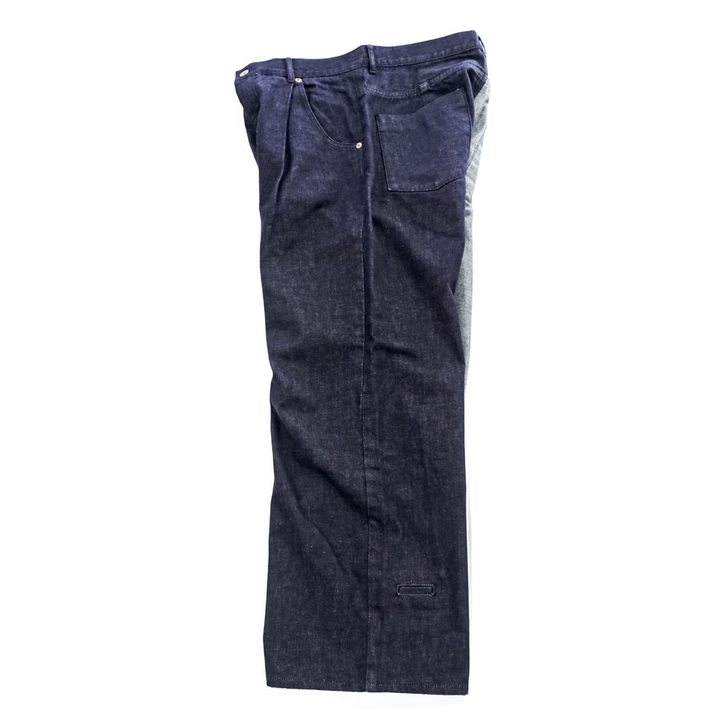 Dulcamara バイカラー デニムパンツ ジーンズ M インディゴ タックプリーツ ワイド
