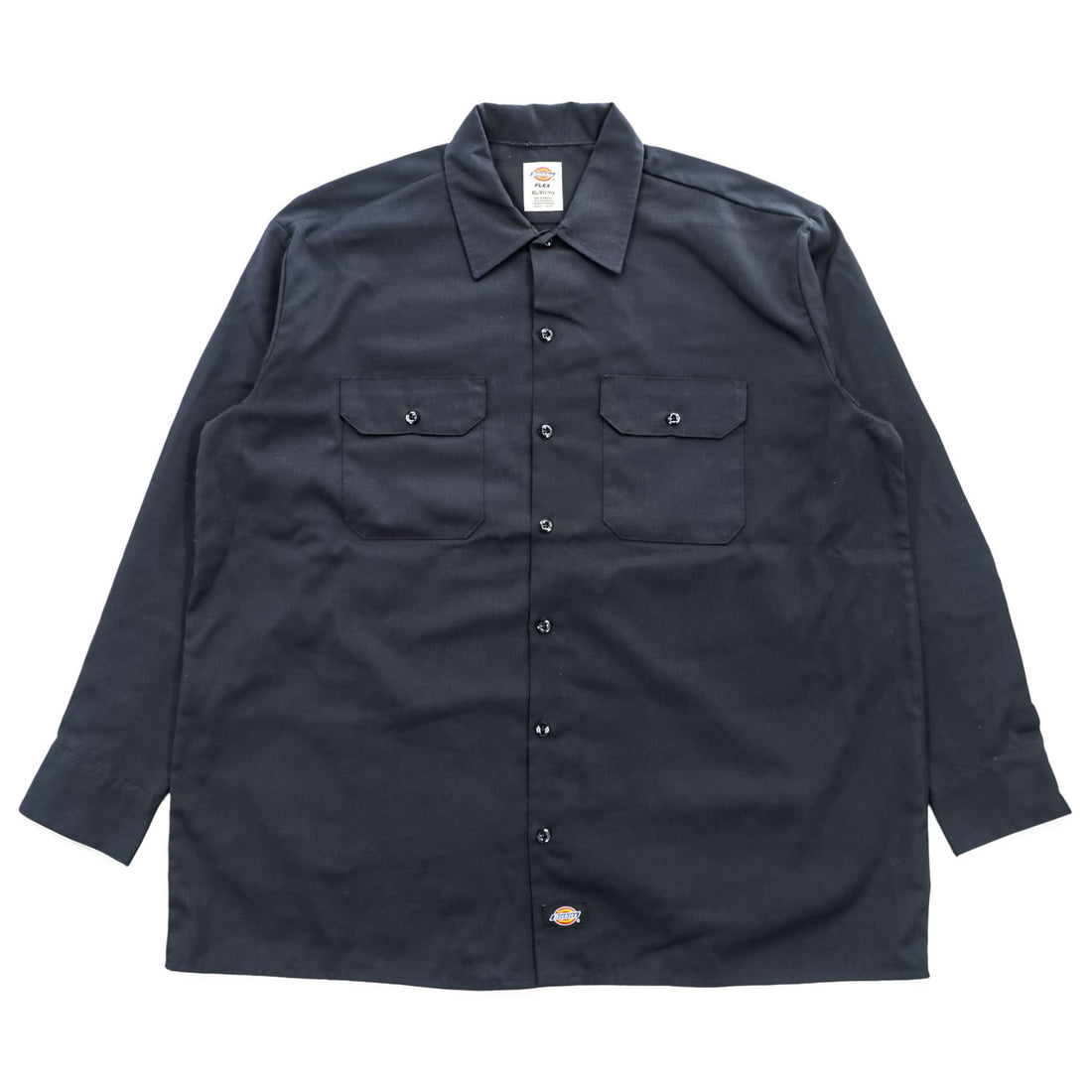 Dickies FLEX 長袖 ワークシャツ XL ブラック ボックスシルエット 11574BK