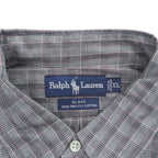 Ralph Lauren 90年代 ヴィンテージ BLAKE 長袖 チェックシャツ XL グレー 刺繍 ポニー ロゴ TWO-PLY COTTON ボタンダウン