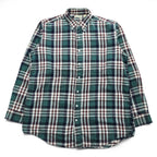 L.L.Bean 90年代 USA製 ヴィンテージ 長袖 フランネル チェックシャツ L グリーン レッド ボタンダウン 胸ポケット