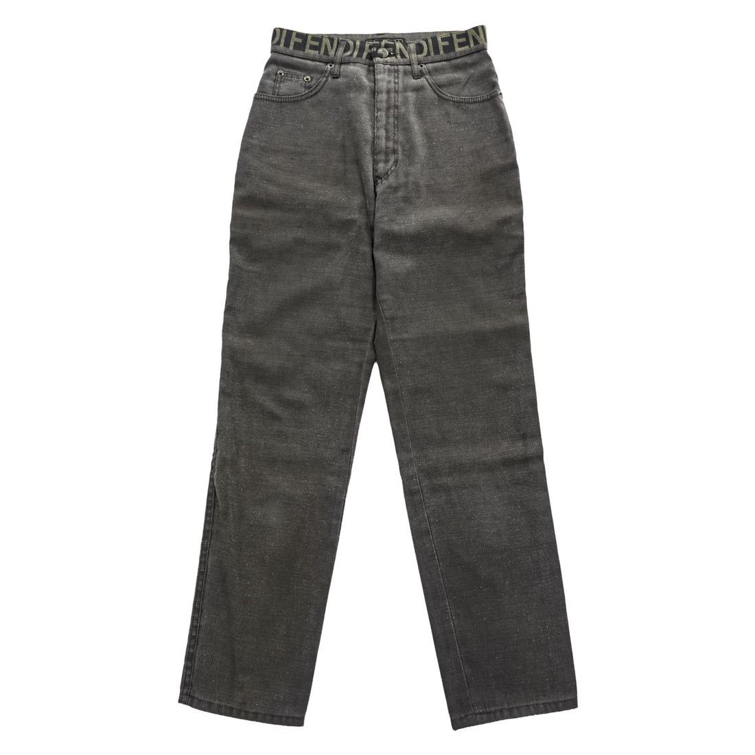 FENDI イタリア製 90年代 ヴィンテージ ロゴウエスト デニムパンツ ジーンズ L ブラウン グレー jeans