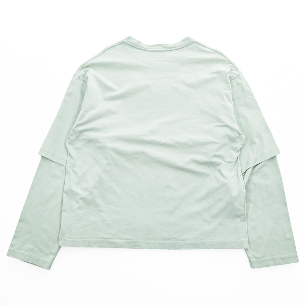 URU 日本製 レイヤード 長袖 ロングスリーブ Tシャツ ロンT L ミントグリーン コットン100%