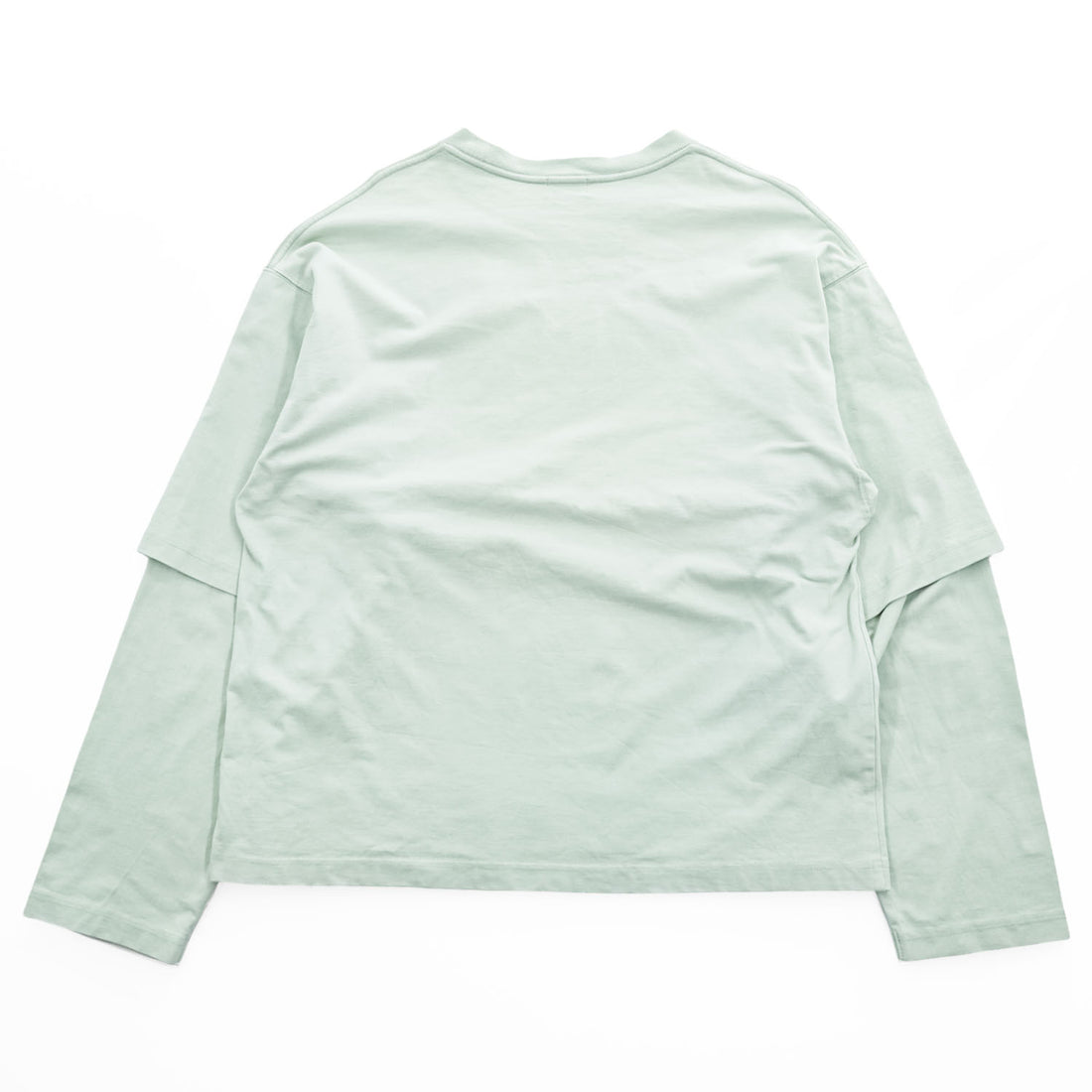 URU 日本製 レイヤード 長袖 ロングスリーブ Tシャツ ロンT L ミントグリーン コットン100%