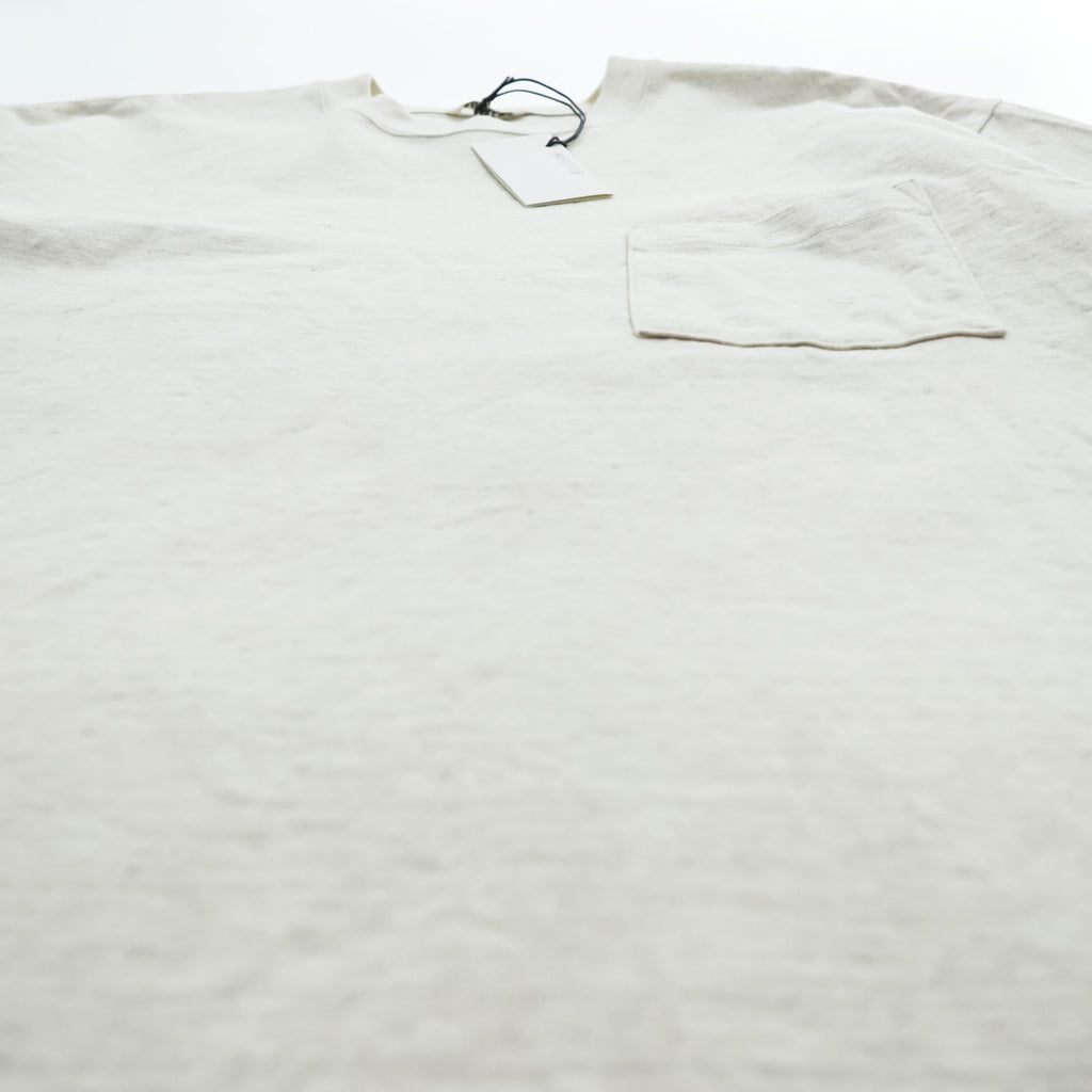 AURALEE 日本製 コットンリネン ポケットTシャツ STAND UP TEE L ベージュ A21ST02SU 未使用品