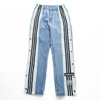 adidas originals アディブレイク サイドスナップ デニムパンツ ジーンズ XL ブルー 3ストライプ H59020