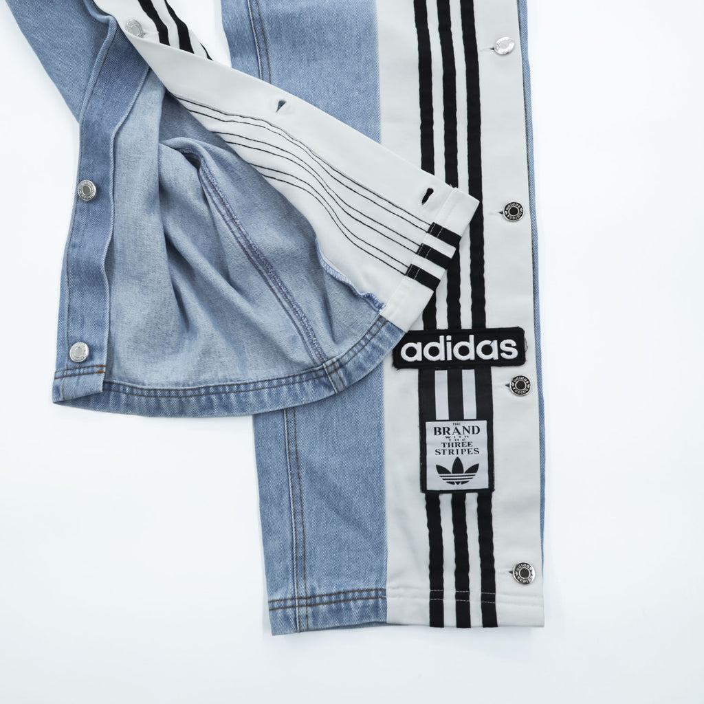 adidas originals アディブレイク サイドスナップ デニムパンツ ジーンズ XL ブルー 3ストライプ H59020