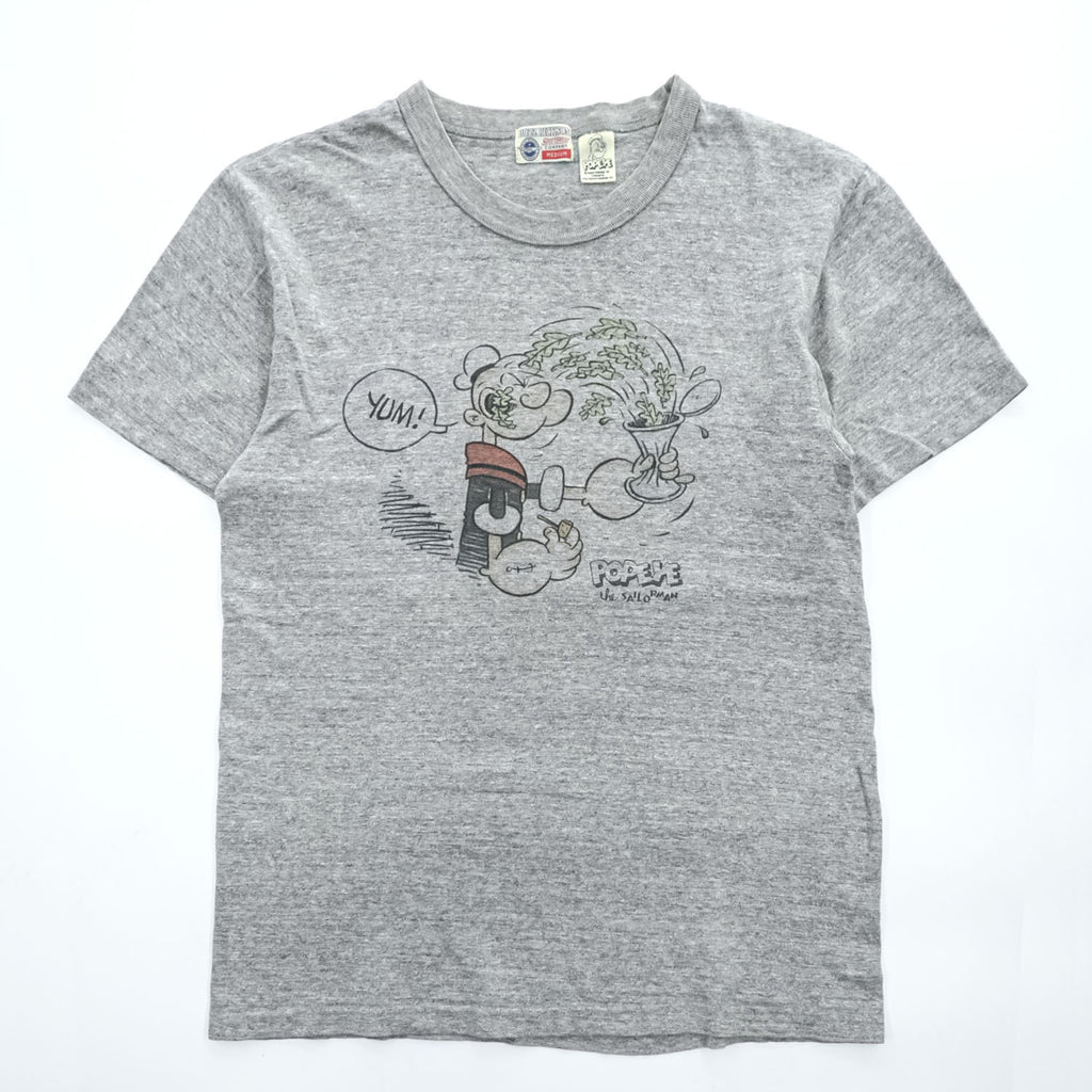 BUZZ RICKSON'S 日本製 ポパイ POPEYE Tシャツ M グレー 染み込みプリント USN