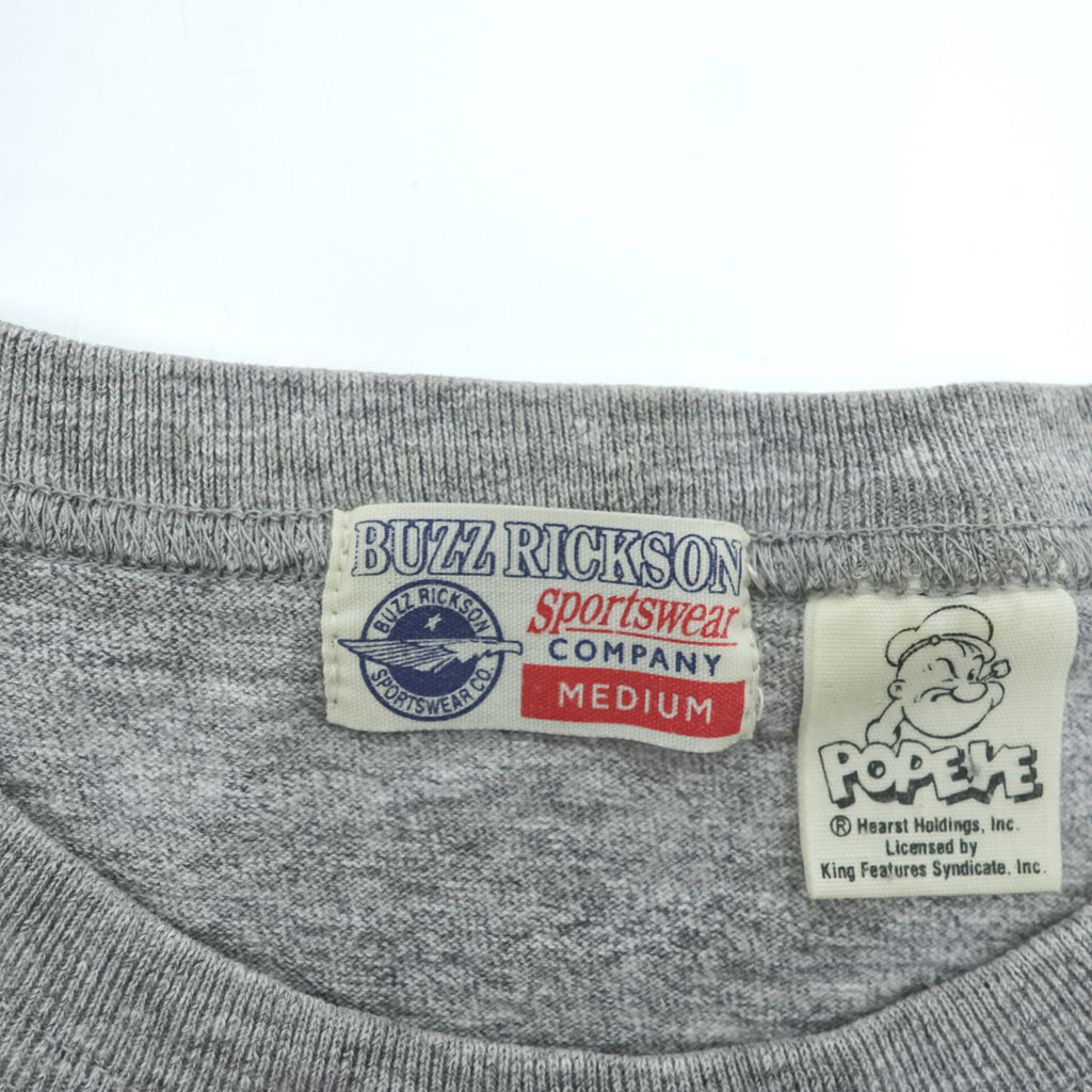 BUZZ RICKSON'S 日本製 ポパイ POPEYE Tシャツ M グレー 染み込みプリント USN