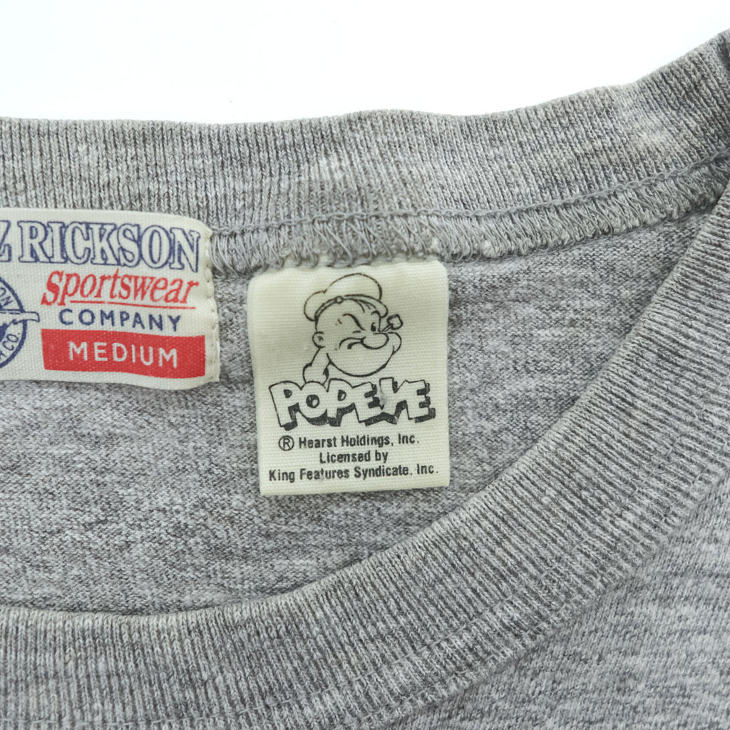 BUZZ RICKSON'S 日本製 ポパイ POPEYE Tシャツ M グレー 染み込みプリント USN