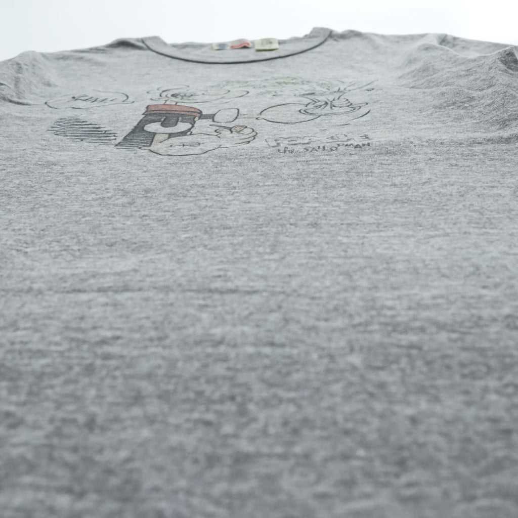 BUZZ RICKSON'S 日本製 ポパイ POPEYE Tシャツ M グレー 染み込みプリント USN