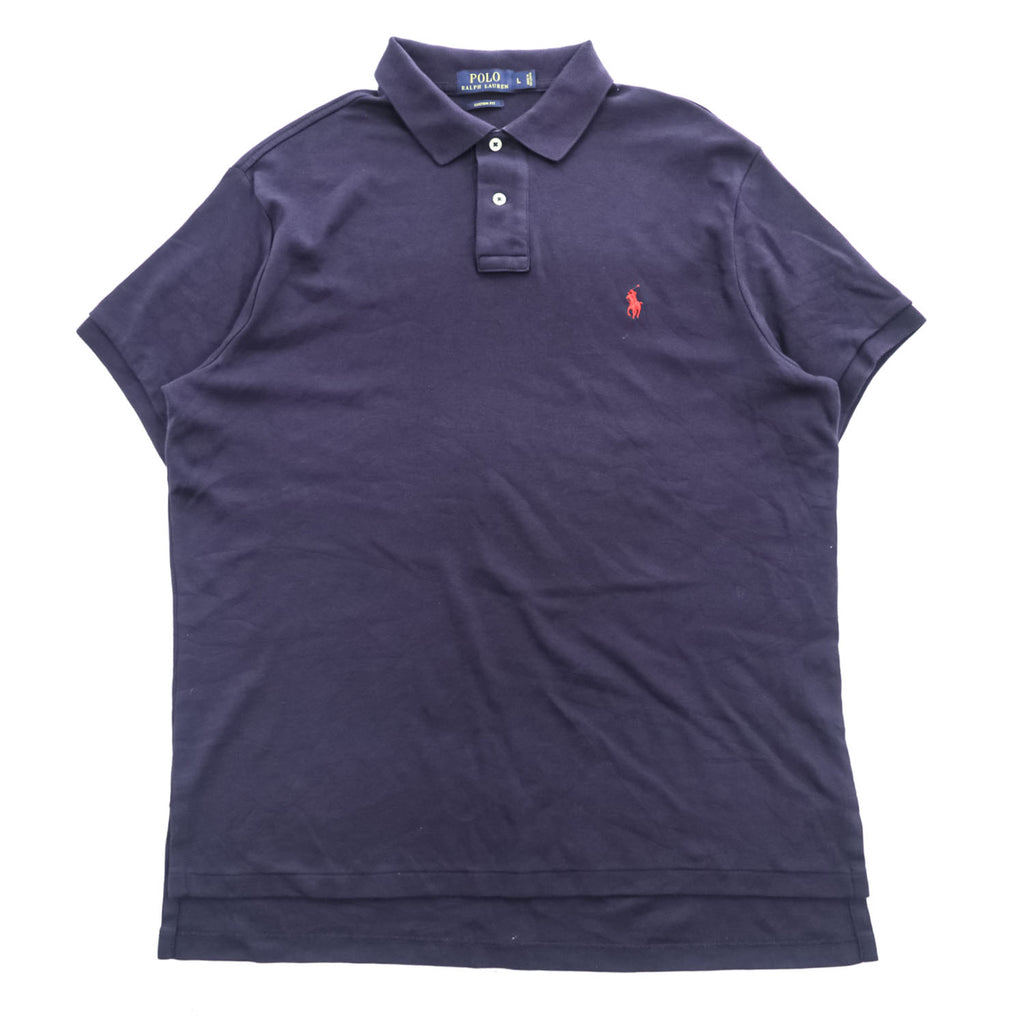 POLO RALPH LAUREN Custom Fit Navy Short Sleeve Polo Shirt Men's L Pony Logo
