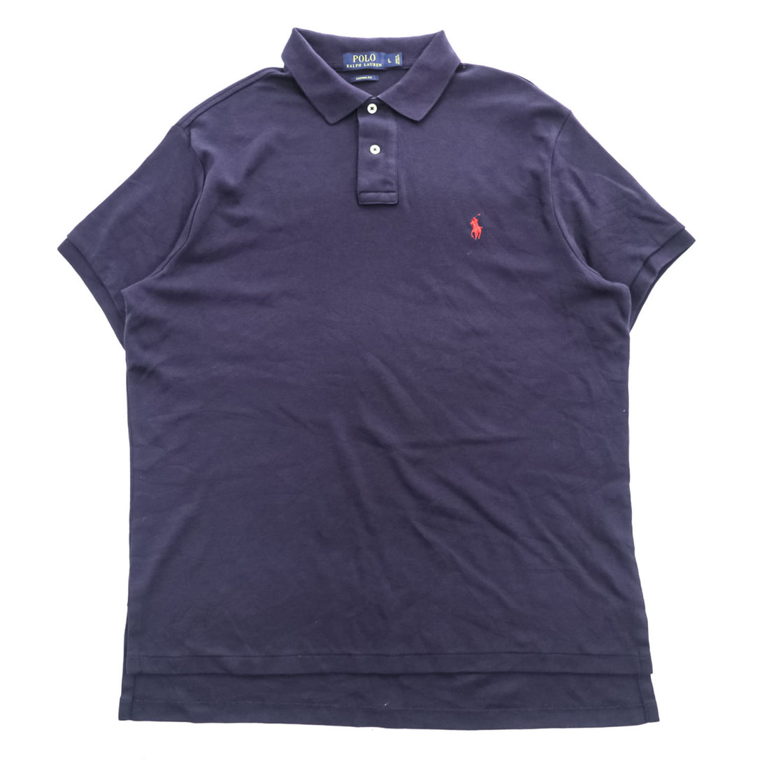 POLO RALPH LAUREN Custom Fit Navy Short Sleeve Polo Shirt Men's L Pony Logo