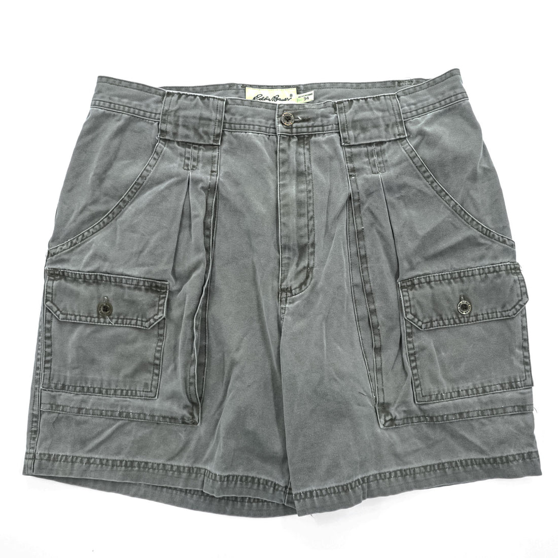 Eddie Bauer 90年代 ヴィンテージ ブッシュ カーゴショーツ ショートパンツ L グレー マルチポケット