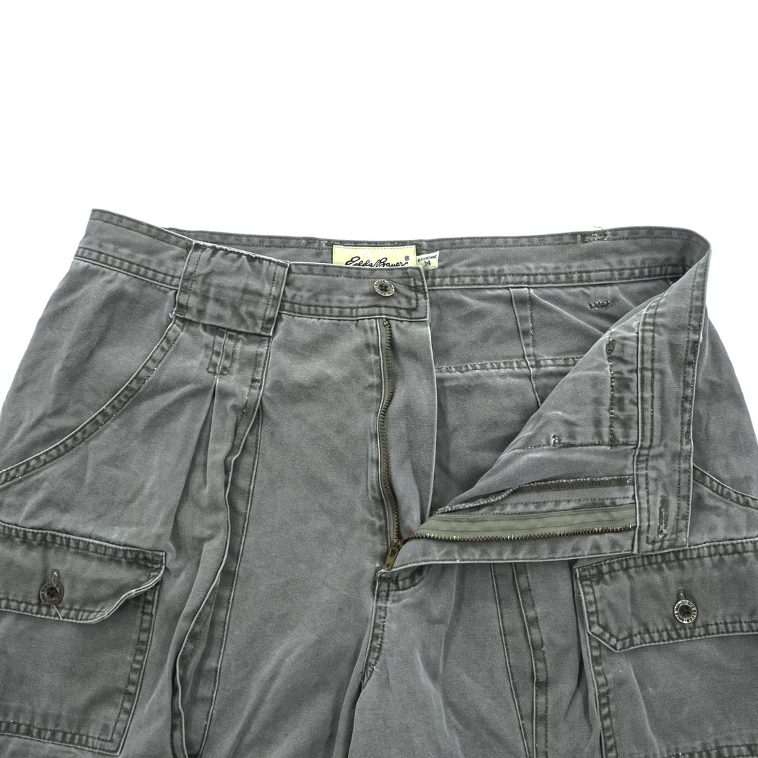 Eddie Bauer 90年代 ヴィンテージ ブッシュ カーゴショーツ ショートパンツ L グレー マルチポケット