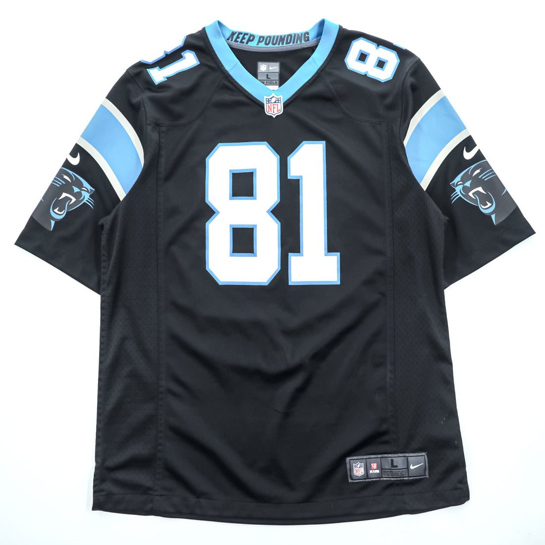 NIKE ゲームジャージ Vネック Tシャツ L ブラック ブルー ON FIELD NFL ナンバリング