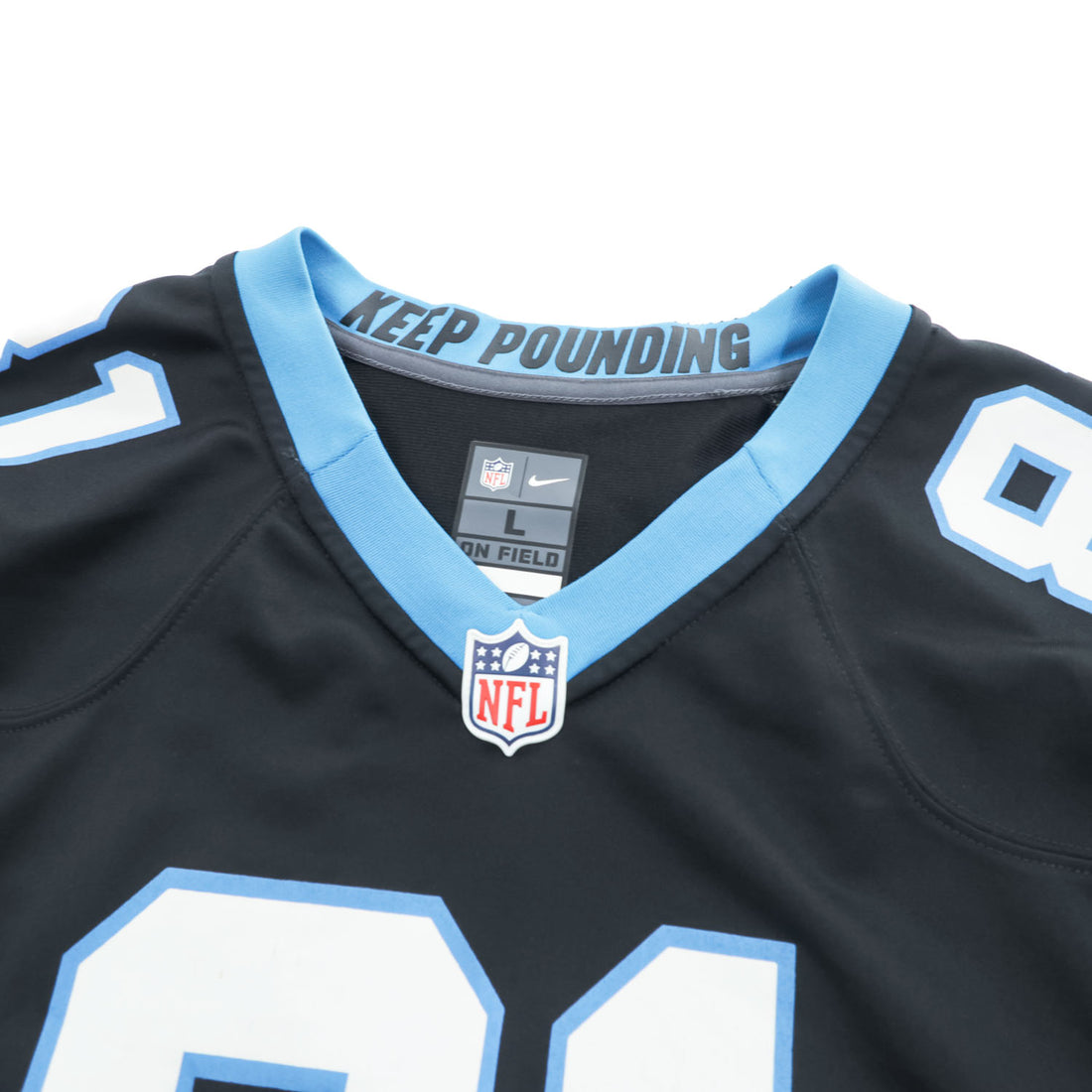 NIKE ゲームジャージ Vネック Tシャツ L ブラック ブルー ON FIELD NFL ナンバリング