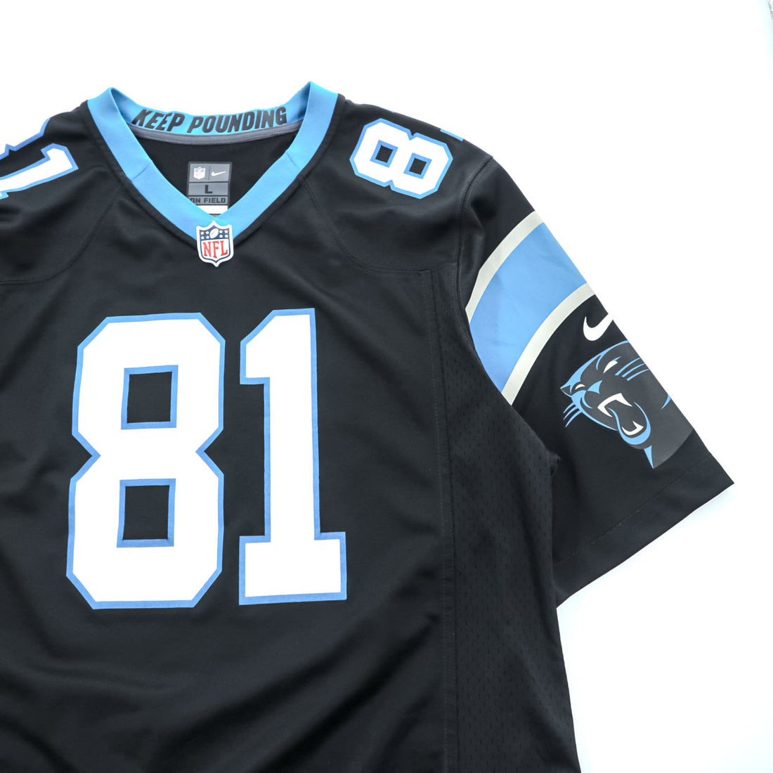 NIKE ゲームジャージ Vネック Tシャツ L ブラック ブルー ON FIELD NFL ナンバリング