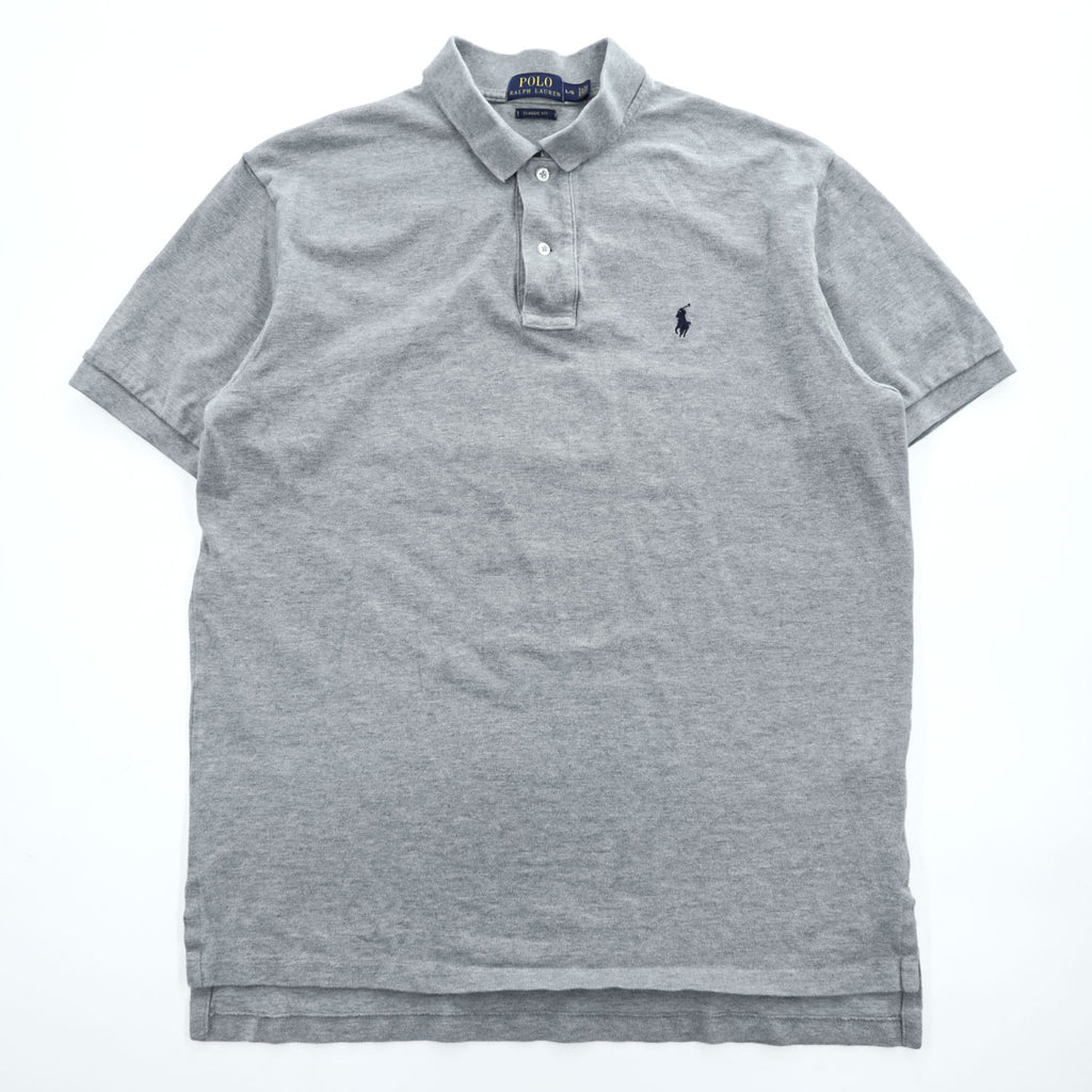 Polo Ralph Lauren ポロシャツ L グレー スモールポニー ロゴ 刺繍 CLASSIC FIT 鹿の子