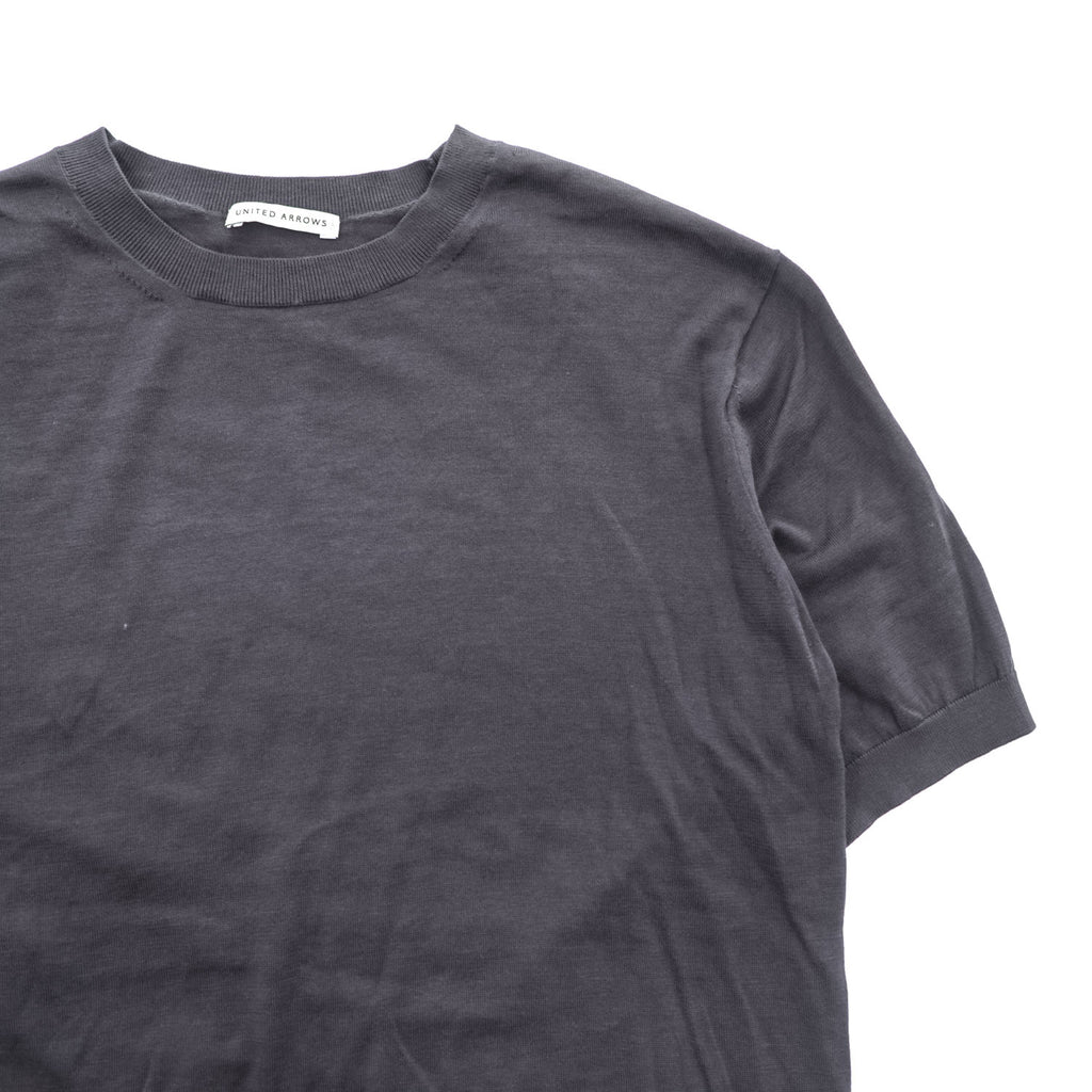 UNITED ARROWS コットンシルク 半袖 ニット M チャコールグレー 1118-199-0505