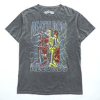 DEATH ROW RECORDS ヒップホップ レーベル スケルトングラフィック Tシャツ M グレーフェード ウォッシュ加工 Ripple Junction