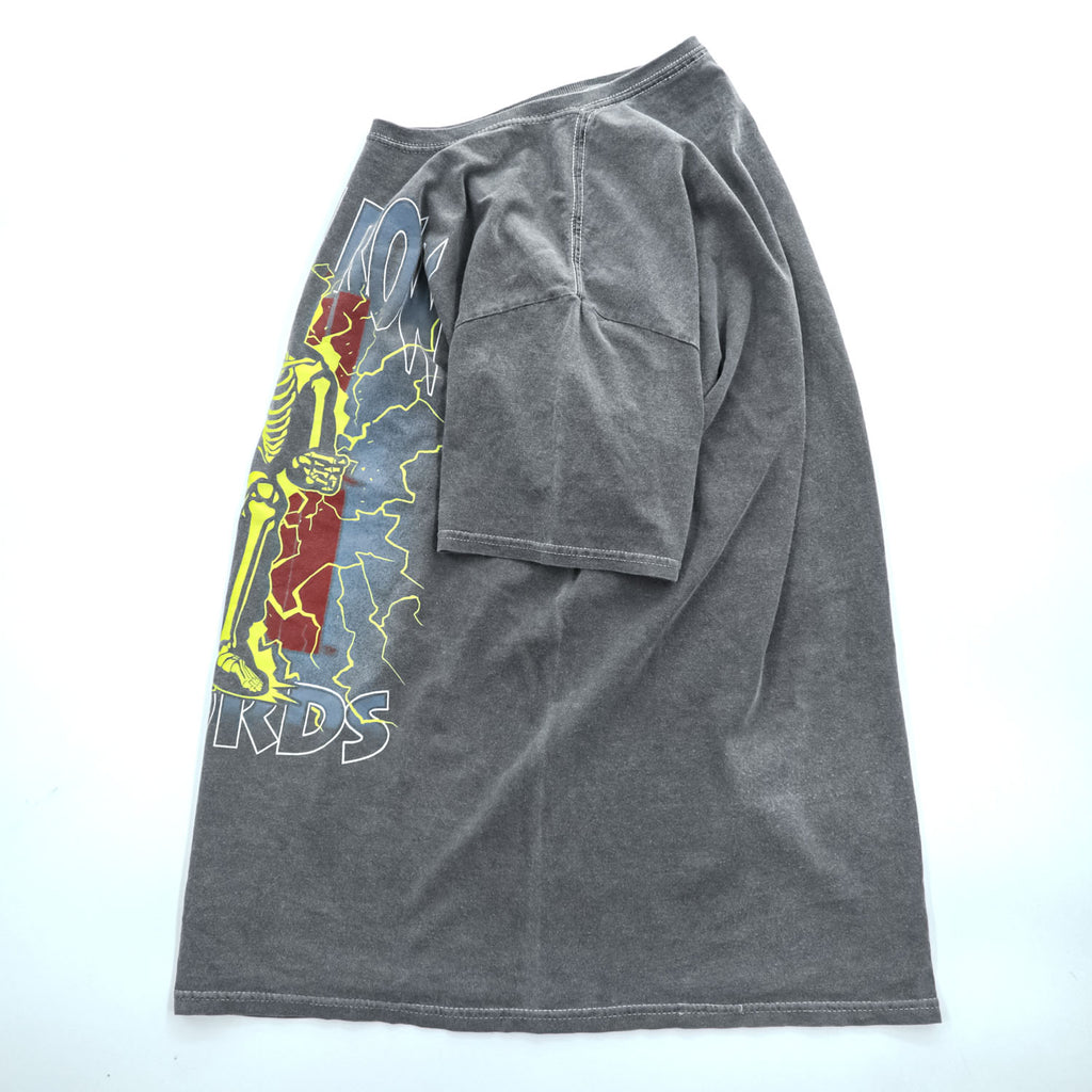 DEATH ROW RECORDS ヒップホップ レーベル スケルトングラフィック Tシャツ M グレーフェード ウォッシュ加工 Ripple Junction