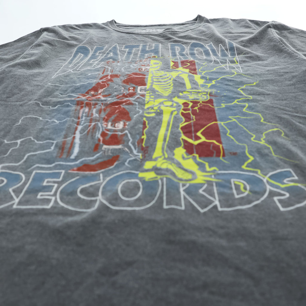 DEATH ROW RECORDS ヒップホップ レーベル スケルトングラフィック Tシャツ M グレーフェード ウォッシュ加工 Ripple Junction