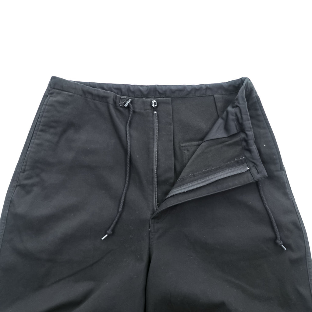 B:MING by BEAMS ワイドイージーパンツ L ブラック ストレッチ ドローコード 裏起毛 オーバーパンツ 92-24-0474-147