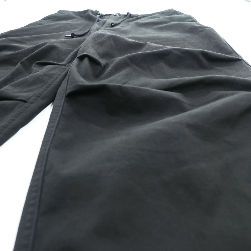 B:MING by BEAMS ワイドイージーパンツ L ブラック ストレッチ ドローコード 裏起毛 オーバーパンツ 92-24-0474-147