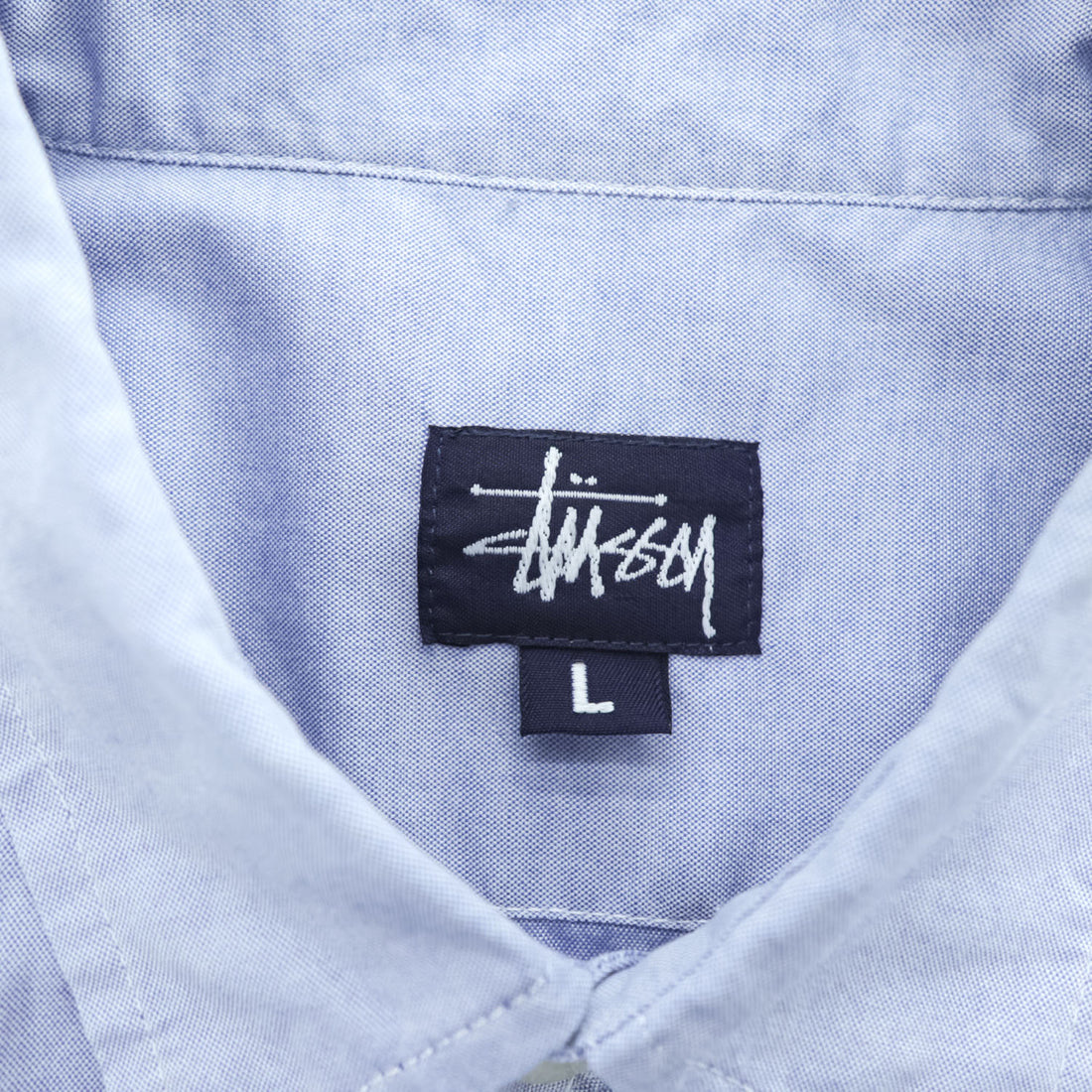 STUSSY 90年代 USA製 ヴィンテージ 半袖 オックスフォードシャツ L ブルー 紺タグ