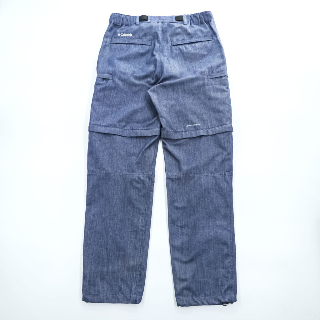 Columbia シェル アウトドア 2WAY コンバーチブルパンツ OMNI-SHIELD ショートパンツ M ブルー ベルト付 ドローコード PM4423