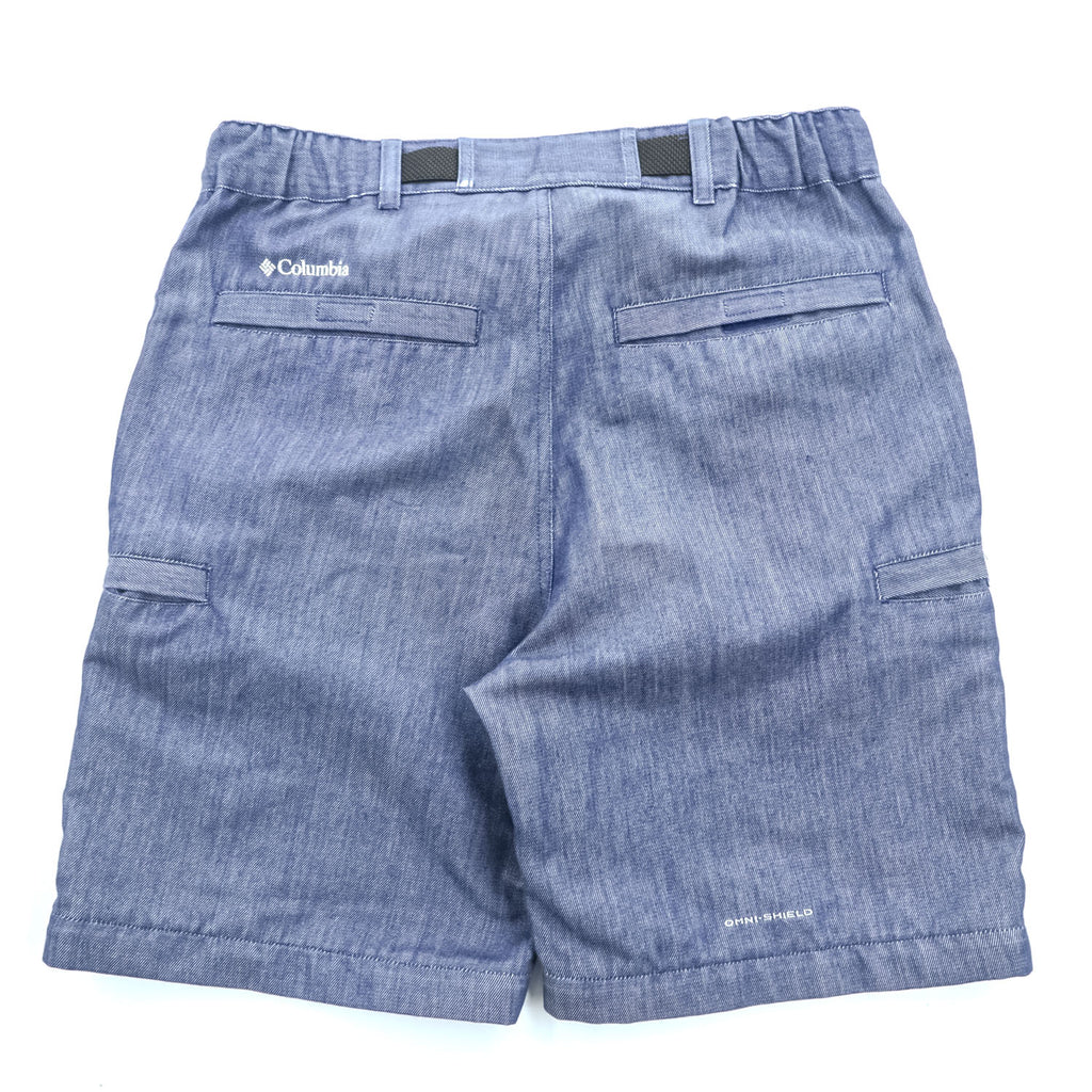 Columbia シェル アウトドア 2WAY コンバーチブルパンツ OMNI-SHIELD ショートパンツ M ブルー ベルト付 ドローコード PM4423