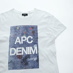 A.P.C. 日本製 APC DENIM グラフィックプリント Tシャツ M ホワイト ブルー 4114413