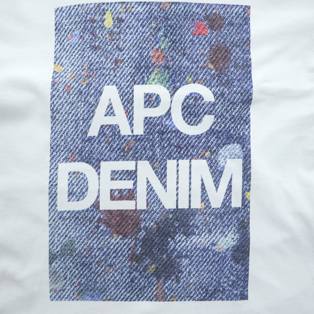 A.P.C. 日本製 APC DENIM グラフィックプリント Tシャツ M ホワイト ブルー 4114413