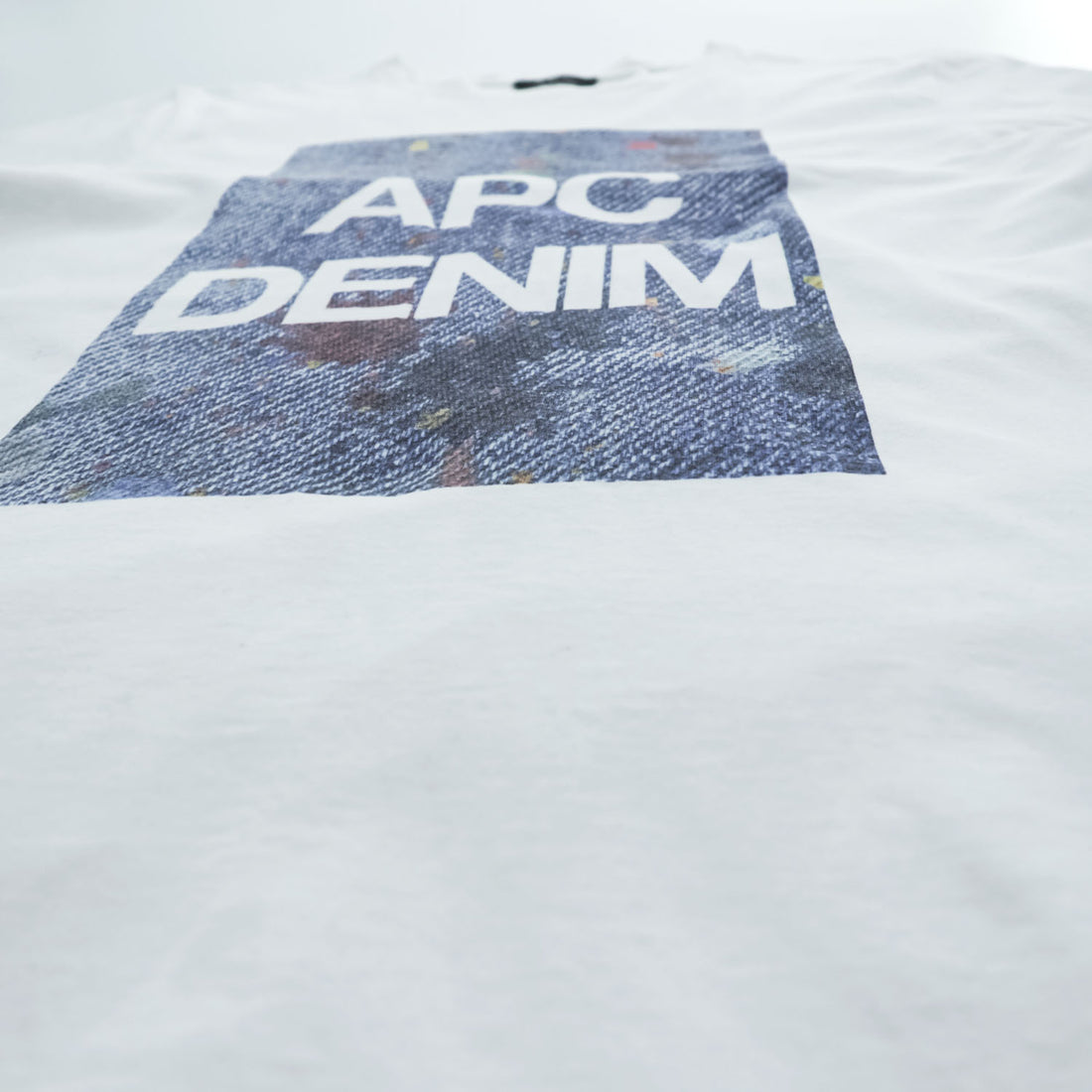 A.P.C. 日本製 APC DENIM グラフィックプリント Tシャツ M ホワイト ブルー 4114413