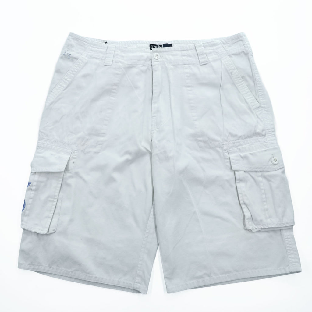 Polo Ralph Lauren 90年代 USA製 ポロチノ カーゴショーツ ショートパンツ ハーフパンツ L ホワイト キャンバス ビッグポニー