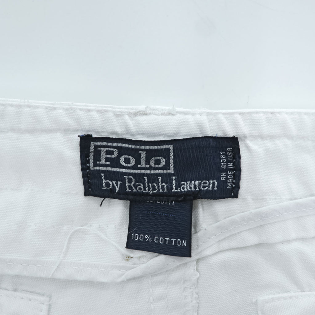 Polo Ralph Lauren 90年代 USA製 ポロチノ カーゴショーツ ショートパンツ ハーフパンツ L ホワイト キャンバス ビッグポニー