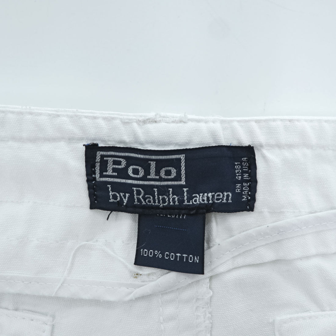 Polo Ralph Lauren 90年代 USA製 ポロチノ カーゴショーツ ショートパンツ ハーフパンツ L ホワイト キャンバス ビッグポニー