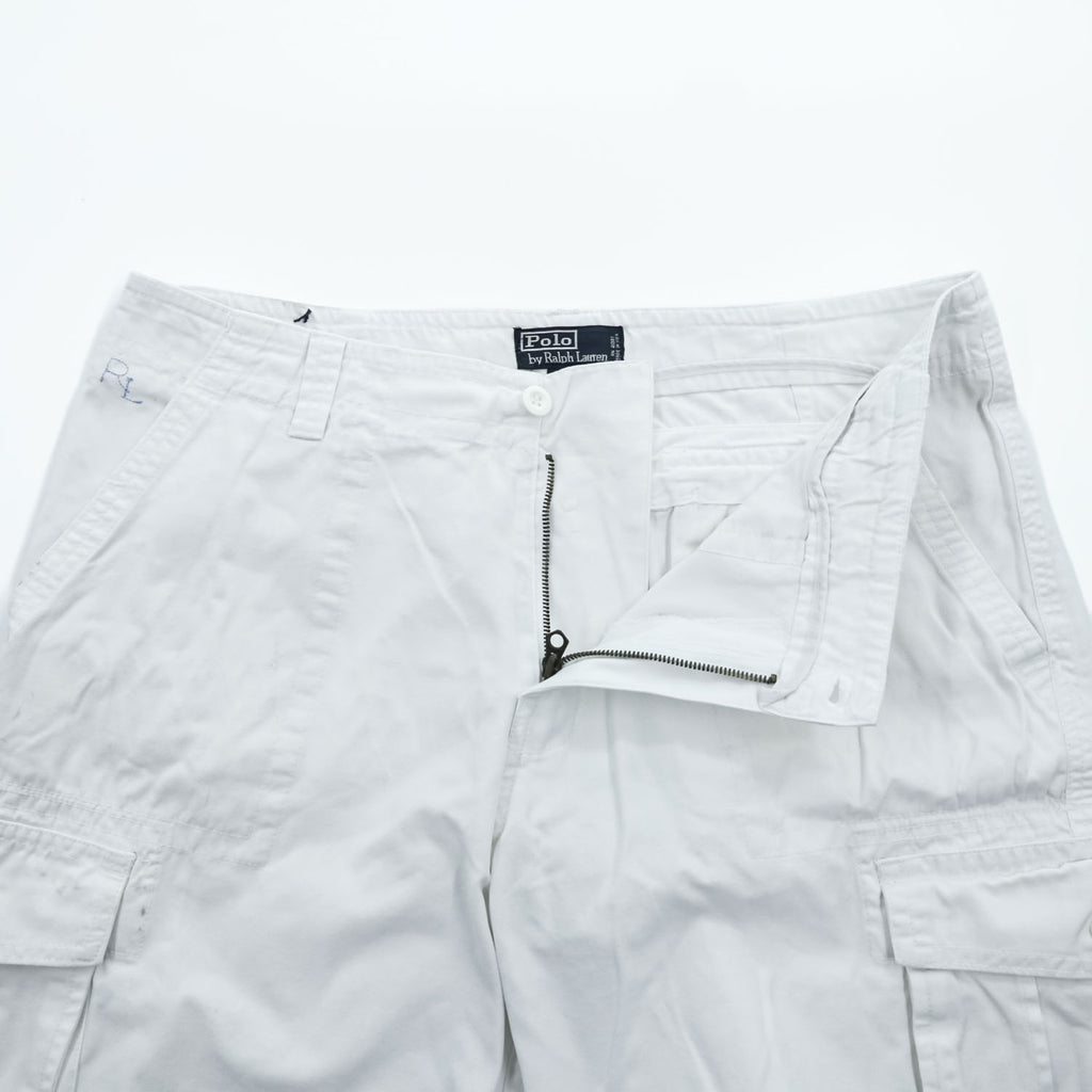 Polo Ralph Lauren 90年代 USA製 ポロチノ カーゴショーツ ショートパンツ ハーフパンツ L ホワイト キャンバス ビッグポニー